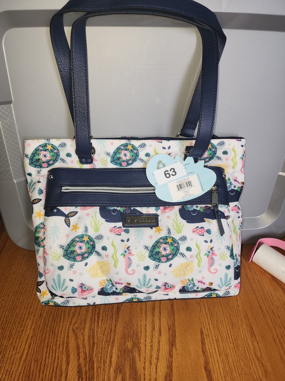 Lily Bloom Navy and Multicolor Floral Turtle Tote